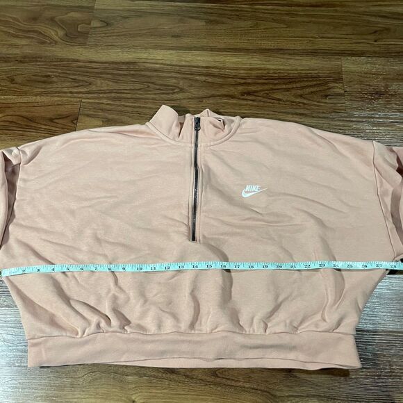 Nike Sportswear Essential Fleece Long-Sleeve Crop Top 1/4 Zip Sweater Womens 2XL - Picture 2 of 8
